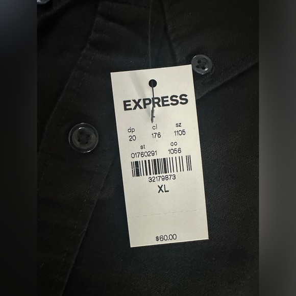 Nwt -EXPRESS SOLID STRETCH COTTON XL SHIRTCOLOR BLACK - Picture 4 of 8